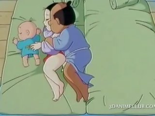 Lustful anime husband nailing hard his wifes pussy