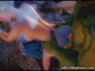 Tatlong-dimensiyonal elf prinsesa ravaged sa pamamagitan ng orc - may sapat na gulang video sa ah-me
