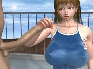 3d hentai streetwalker mengambil johnson di tepi kolam