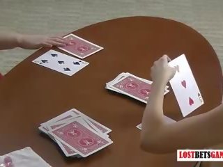 Two fascinating MILFs play a game of strip blackjack