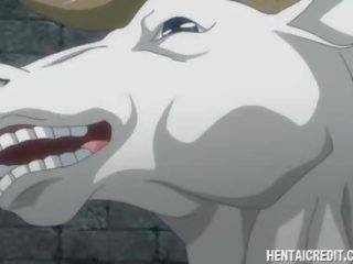 Anime tenåring knullet av hest monster